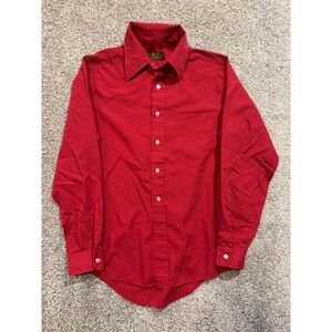 Vintage Sears The Put On Shop Perma Prest Shirt Mens 24 15 1/5 Red Button Up